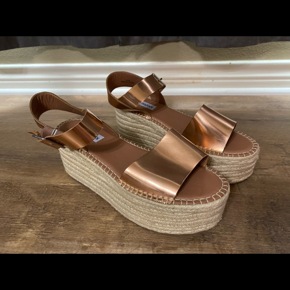 Steve Madden rose gold platform sandals